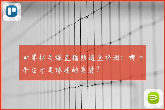 世界杯足球直播频道全评测:哪个平台才是球迷的真爱?